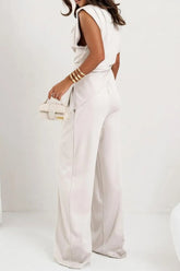 Round Neck Top and Pants Set OutfitFlow